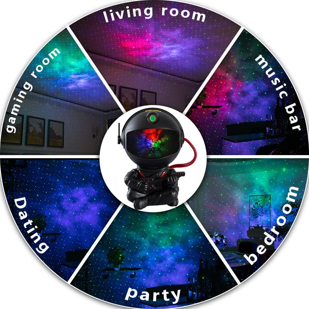 Astronaut Galaxy Projector, Remote Night Light for Kids Bedroom | 360° Adjustable Lamp Head, 8 Nebula Light Modes. Fits Bedroom Ceiling, Space‑Themed Decor Gift for Kids, Teens and Adults
