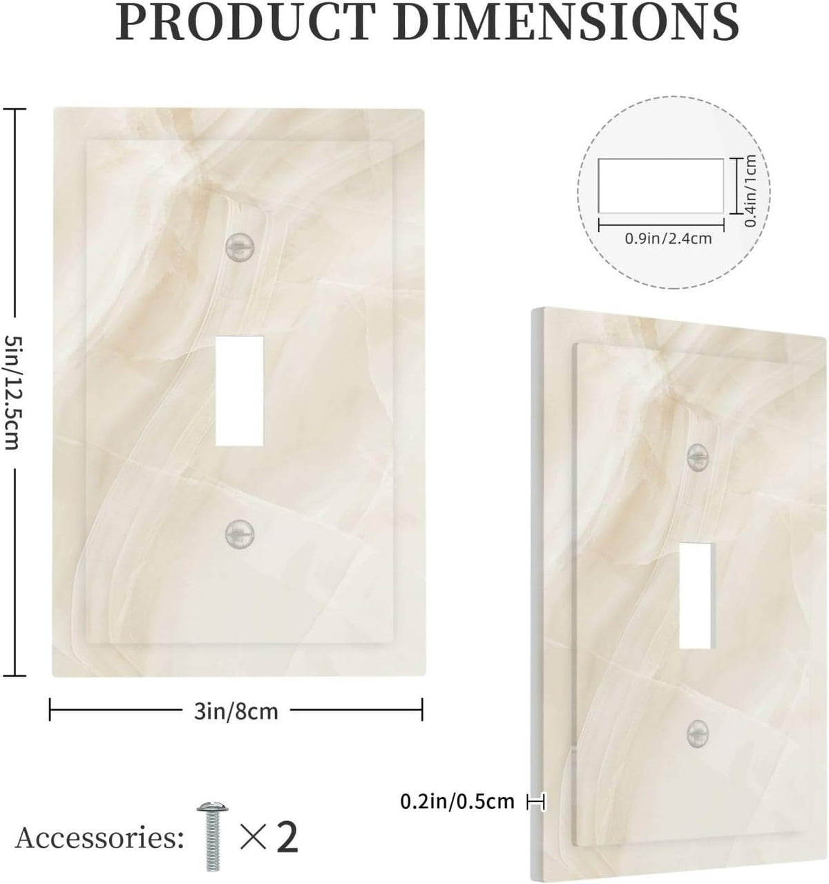 Decorative Light Switch Cover Plate Beige Marble Texture Stone Pattern 1 Gang Single Toggle Wall Plate Electrical Outlet Covers Decorate Switch Plate Cover for Bedroom Bathroom Decor