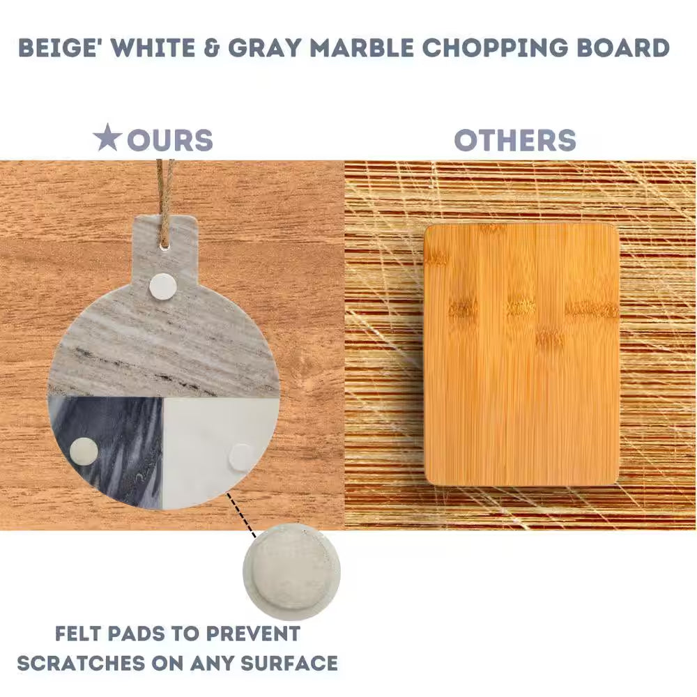 Marble Collection 12 In. Circle Grey 3-Tone Marble Charcuterie Board