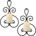 Wall Candle Sconces Set of 2, Metal Wall Candle Holders, Home Decor, Black | Double Scroll Pattern, for Living Room, Dining Room, Bedroom, Easy-Mount, Hold Pillar & Electronic Candles, Gifts for Mom Dad