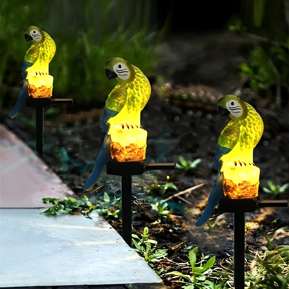 Solar Parrot Outdoor Light, Garden Pathway Light, Landscape Lights for Patio Garden Outdoor Decoration, Green