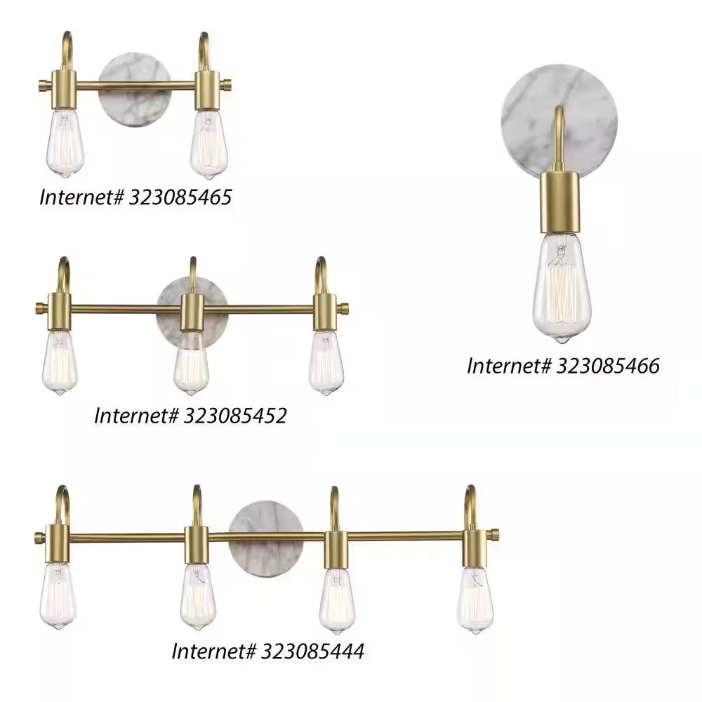 Hensley 1-Light Gold and Faux Marble Indoor Wall Sconce Light Fixture