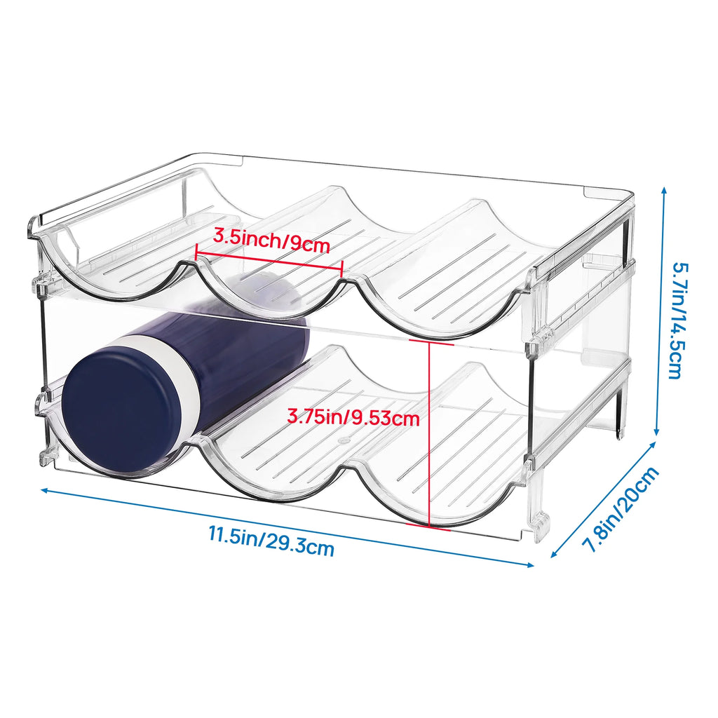 4 Pack Stackable Bottle Holder Storage Rack, Plastic Water Bottle Organizer, Clear