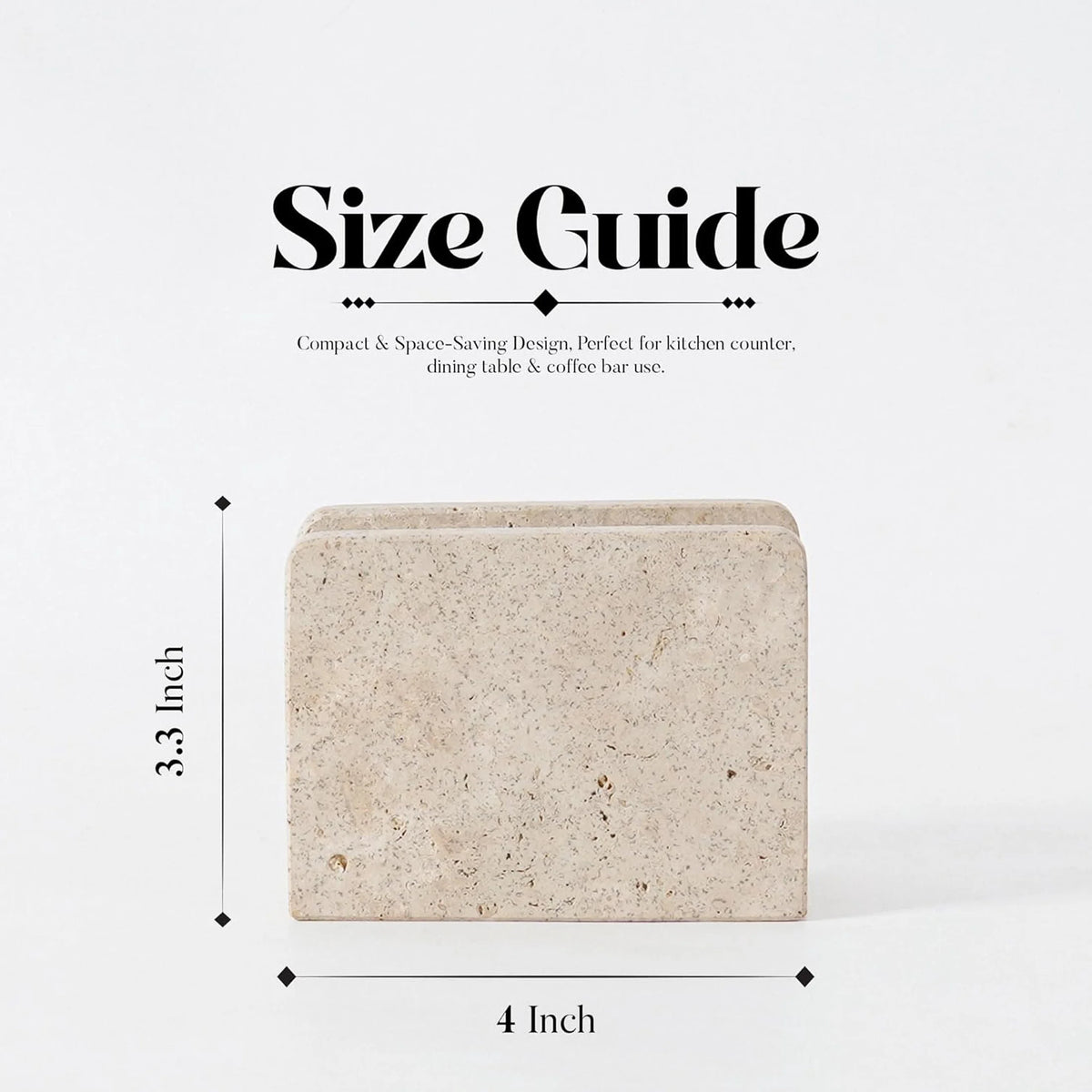 Marble Mini Napkin Holder 3 Inch Travertine Serviette Holder, Kitchen Table Top Decor, Napkins for Coffee Table, Cocktail Napkin Holder
