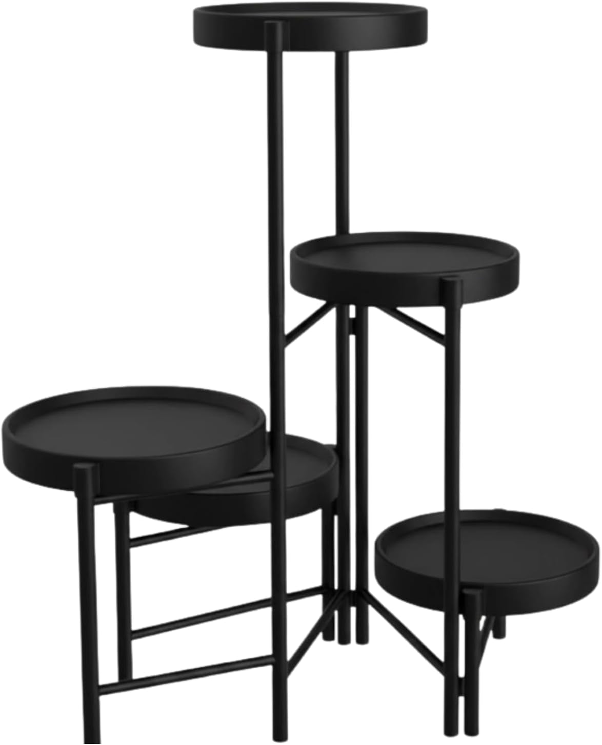 Plant Stand Indoor Outdoor, 5 Tier Corner Plant Shelf, Folding Metal Plant Stand for Living Room Office Garden Patio Balcony Black