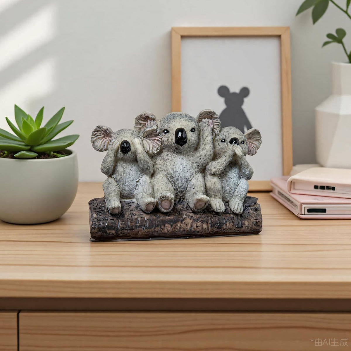 3 Wise Koalas Statue Set - 3 in 1 Resin Koalas - Hear No Evil See No Evil Speak No Evil - Realistic Resin Figurine for Home Decor, Desk & Shelf - Natural Style Gift