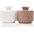Marble Salt Cellar with Lid 3 Inches White and Marinara Handmade Salt Box Set of 2, Spice Jar for Kitchen Counter, Salt Holder, Sugar Bowl, Salt Dish, Salt Container for Housewarming Gift