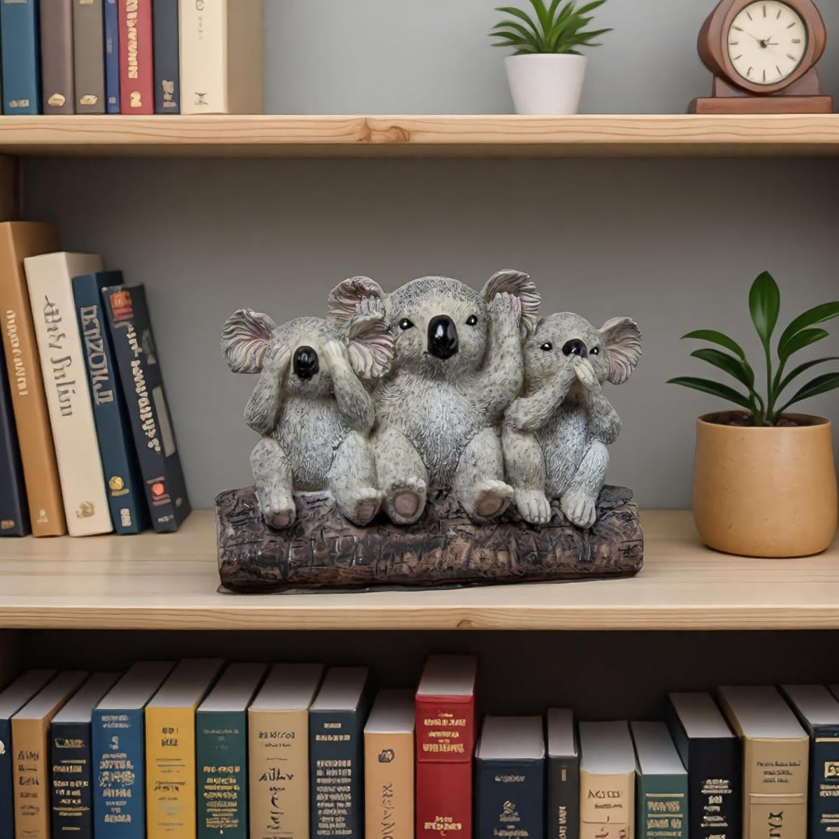 3 Wise Koalas Statue Set - 3 in 1 Resin Koalas - Hear No Evil See No Evil Speak No Evil - Realistic Resin Figurine for Home Decor, Desk & Shelf - Natural Style Gift