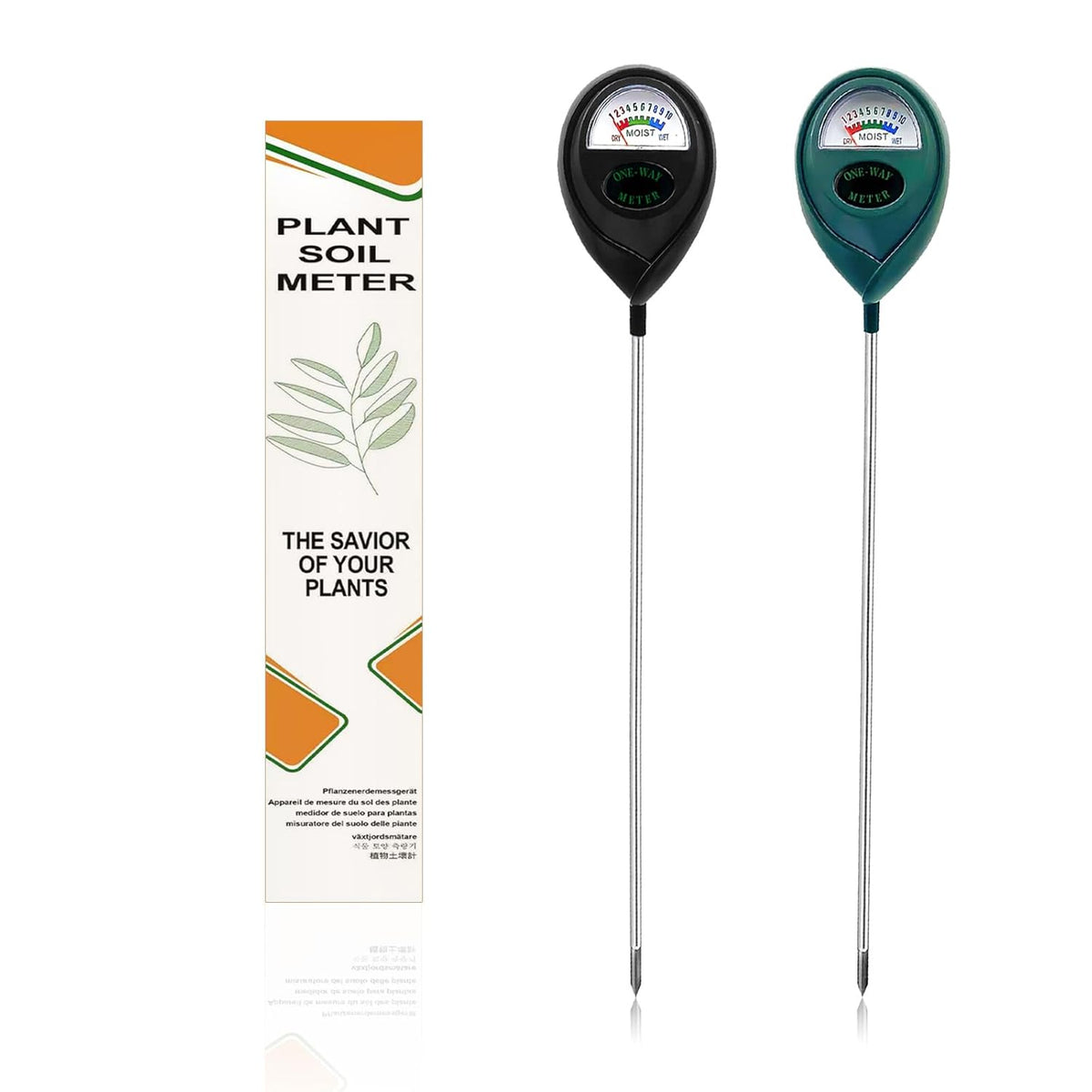 2 Packs Extended Long Probe Soil Moisture Meter, Long Probe Soil Moisture Meter for Plants, Plant Water Meter Soil Meter Moisture Sensor Hygrometer for Indoor Outdoor Plant Care, No Battery Needed