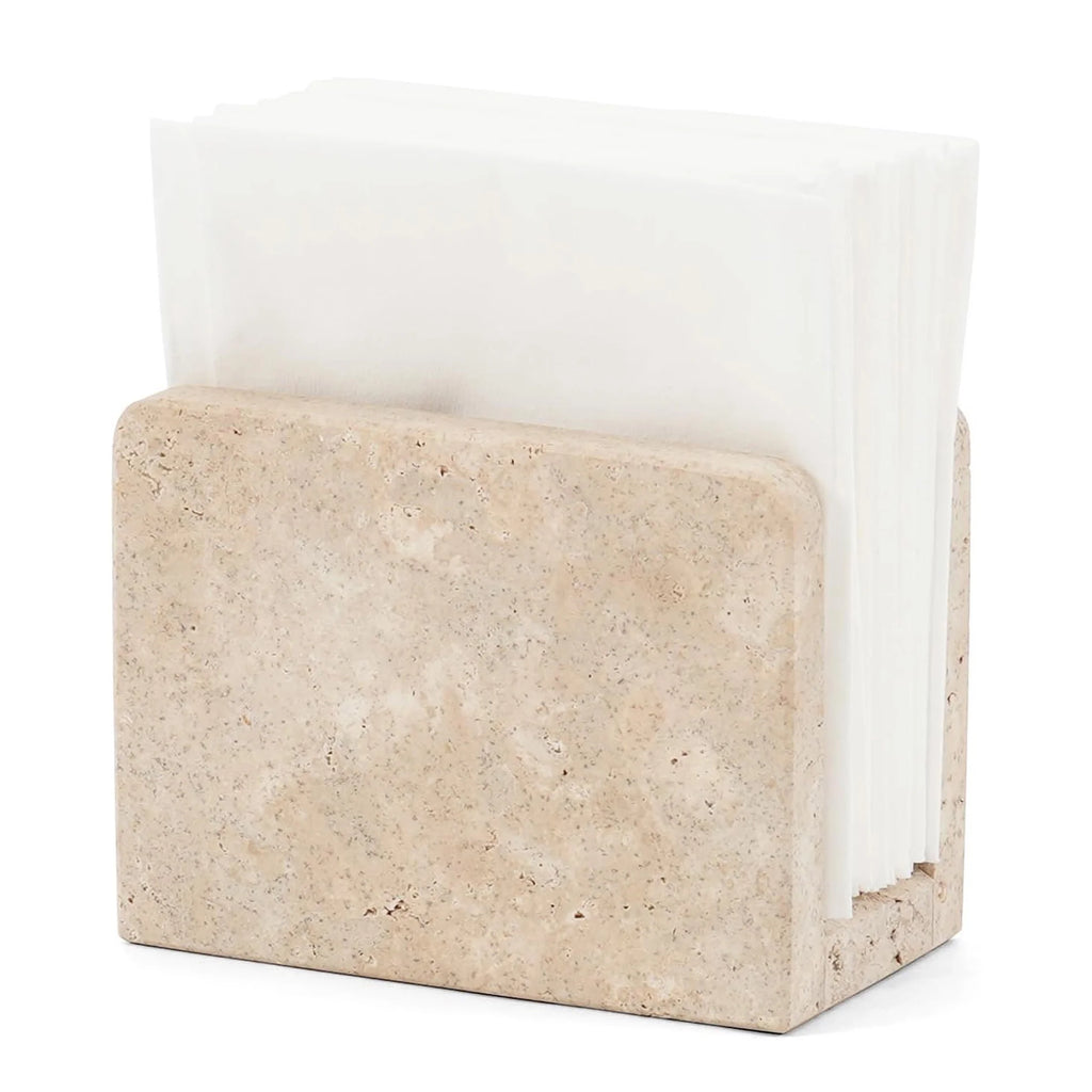 Marble Mini Napkin Holder 3 Inch Travertine Serviette Holder, Kitchen Table Top Decor, Napkins for Coffee Table, Cocktail Napkin Holder