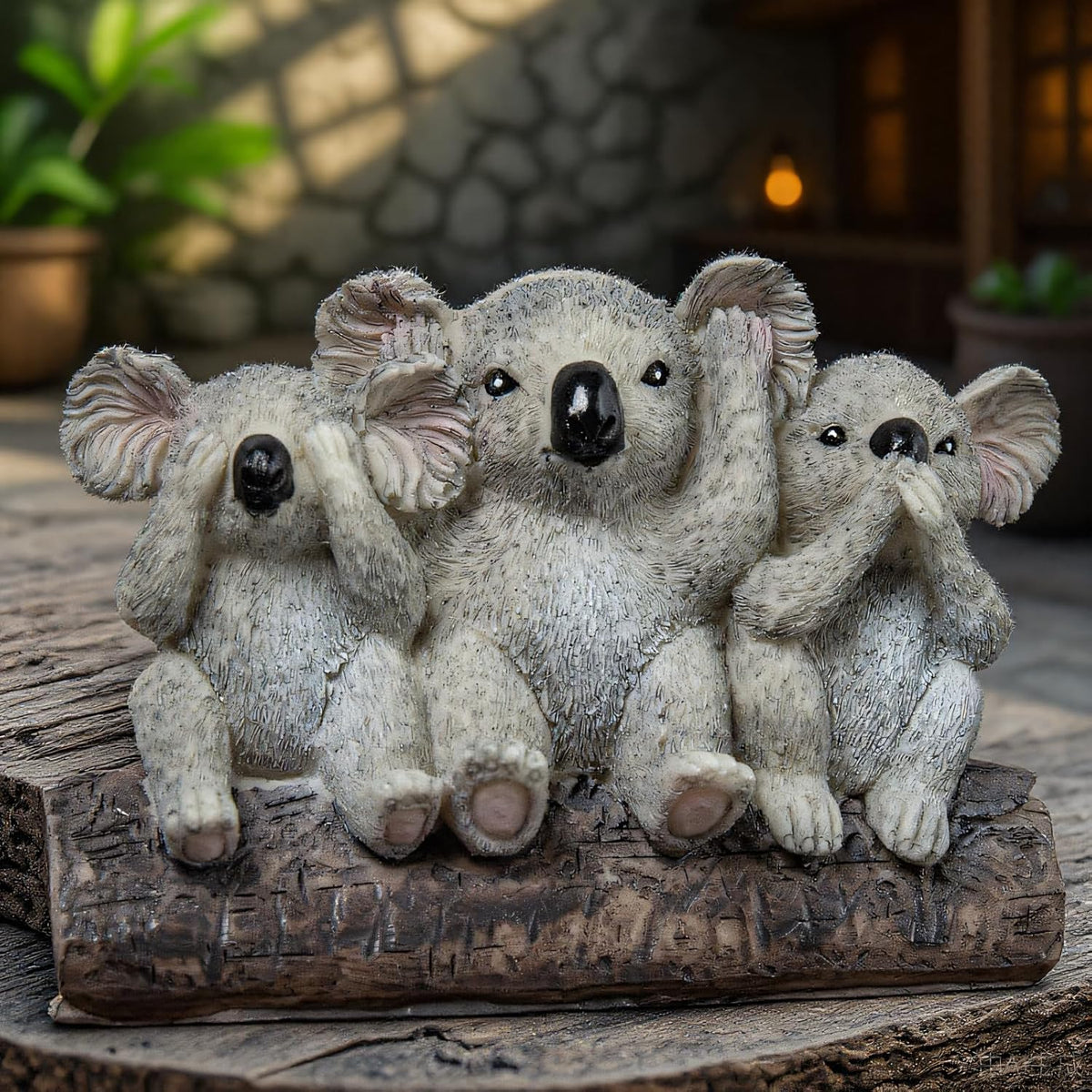 3 Wise Koalas Statue Set - 3 in 1 Resin Koalas - Hear No Evil See No Evil Speak No Evil - Realistic Resin Figurine for Home Decor, Desk & Shelf - Natural Style Gift