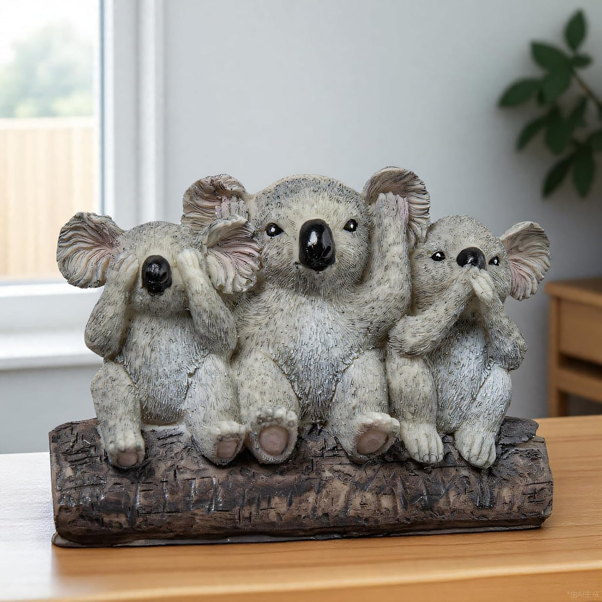 3 Wise Koalas Statue Set - 3 in 1 Resin Koalas - Hear No Evil See No Evil Speak No Evil - Realistic Resin Figurine for Home Decor, Desk & Shelf - Natural Style Gift