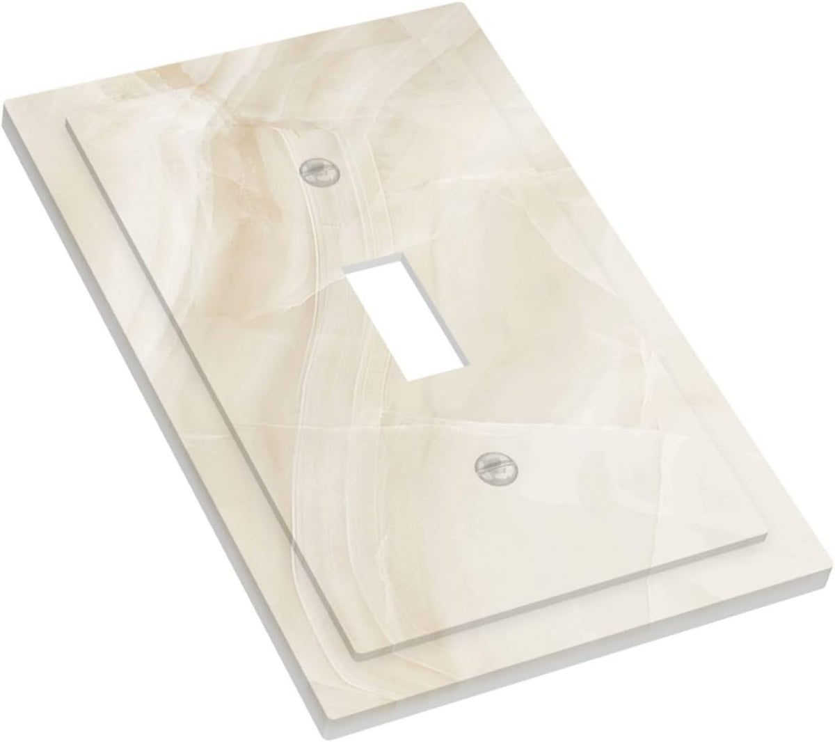 Decorative Light Switch Cover Plate Beige Marble Texture Stone Pattern 1 Gang Single Toggle Wall Plate Electrical Outlet Covers Decorate Switch Plate Cover for Bedroom Bathroom Decor